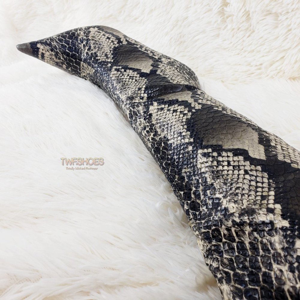 Brown Snake 4.5" High Heel Wide Top Thigh Boots